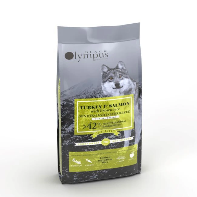 BLACK OLYMPUS Turkey & Salmon with brown rice Senior, Light, Sterilized